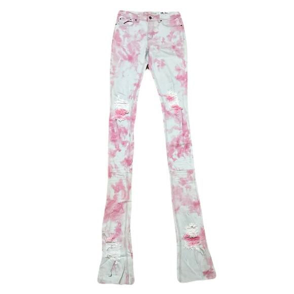 Si Tu Veux Pink & White Superstack Men’s Jean’s Size 32 - Picture 1 of 5
